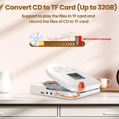 مشغل أقراص مضغوطة محمولة للمنزل 2 في 1 مكبرات صوت بلوتوث ومشغل أقراص مضغوطة محمولة مع Bluetooth/FM RX ، قابلة للشحن للسيارة مع شاشة TFT الملونة in Kuwait