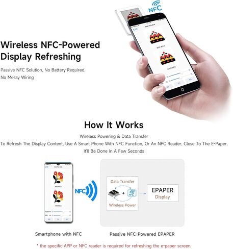Waveshare 1.54inch Color NFC Enk Enk مع أحمر وأصفر وأسود وأبيض ، 4 ألوان ، خالية من البطارية ، طاقة لاسلكية وصورة ، تحديث الفضة ، الحدود الفضية in Saudi Arabia