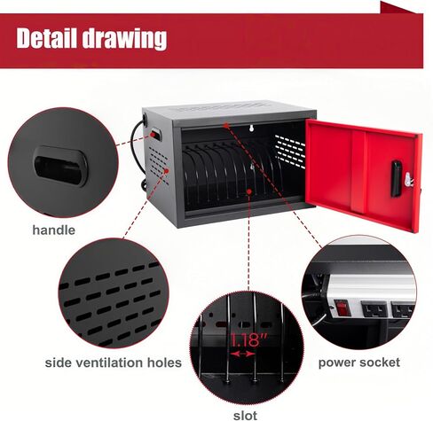 16 Device Charging Station for Laptops/Tablets/iPads/Chromebooks,16 Bay Wall-Mount Lockable Charging Cabinet with Cable Management & Power Organization, Laptop & Tablet Storage Cart in Saudi Arabia