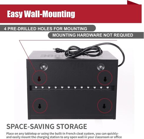 16 Device Charging Station for Laptops/Tablets/iPads/Chromebooks,16 Bay Wall-Mount Lockable Charging Cabinet with Cable Management & Power Organization, Laptop & Tablet Storage Cart in Saudi Arabia