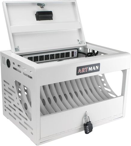 16 Device Charging Station for Laptops/Tablets/iPads/Chromebooks,16 Bay Wall-Mount Lockable Charging Cabinet with Cable Management & Power Organization, Laptop & Tablet Storage Cart in Saudi Arabia