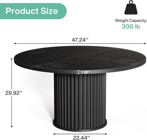Tribesigns 47-Inch Round Conference Table, Meeting Table for 4-6 People, Small Office Desk with Sturdy Metal Base, Perfect for Conference Room or Small Workspaces, Brown + Black in Saudi Arabia