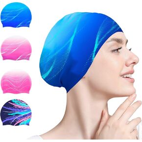 غطاء سباحة للنساء البالغين ، والسباحة السيليكون مقاوم للماء قبعة السباحة قبعة السباحة للشعر الطويل للحفاظ على الشعر جاف in Kuwait