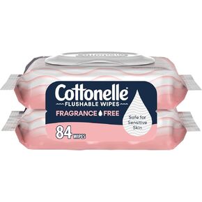 Cottonelle Fragrance Free Flushable Wet Wipes, Adult Wet Wipes, 2 Flip-Top Packs, 42 Wipes Per Pack in Kuwait