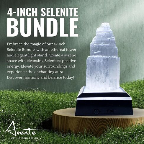 برج سيلينيت مقاس 6 بوصات - حماية كريستال - ديكور السيلينيت للمنزل والمطبخ والمكتب وغرفة النوم - بلورات الشفاء والحجارة - تهدئة الكريستال وحجر التأمل - يعزز الطاقة الإيجابية in Kuwait