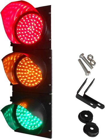 Stop Light Lamp 200mm(8in) Traffic Light, 3 Light Green-Yellow-Red, Retro Industrial Wall Lamp Indicator Light, for Cafe Bar Club Shop Warning Decoration(220V-Manual Control) in Kuwait