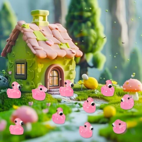 200 Pcs Mini Resin Flamingo Ducks, Pink Tiny Flamingo Figurine Resin Animals Set Toy Bulk for DIY Crafts Topper Cake Party Gifts Garden Lawn Dollhouse Micro Landscape Aquarium Fairy Home Decor in Kuwait