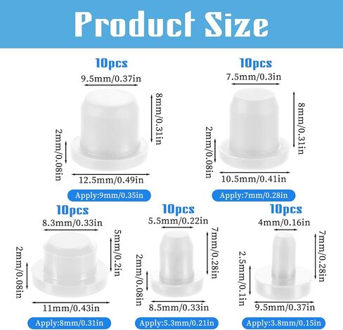 50 PCS Silicone Hole Plug 5 أحجام أسود مستدير Rubber Soft Soft Flights Plugs Broof Bulles Covers in Saudi Arabia