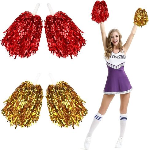 4pcs Sports Dance Party Party Pomeding Pom Poms مع مقبض إحباط للهتاف المفعم بالحيوية لفريق كرة السلة لفريق Squad Tennis Tennis Outdoor Games in Saudi Arabia