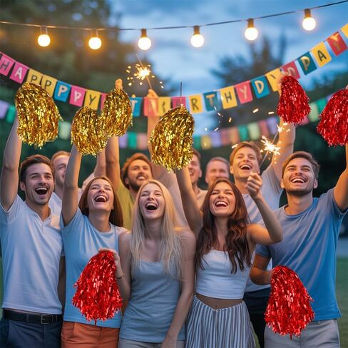 4pcs Sports Dance Party Party Pomeding Pom Poms مع مقبض إحباط للهتاف المفعم بالحيوية لفريق كرة السلة لفريق Squad Tennis Tennis Outdoor Games in Saudi Arabia