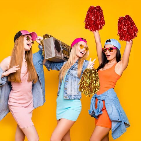 4pcs Sports Dance Party Party Pomeding Pom Poms مع مقبض إحباط للهتاف المفعم بالحيوية لفريق كرة السلة لفريق Squad Tennis Tennis Outdoor Games in Saudi Arabia