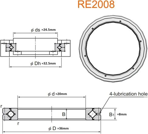 1PCS Cross-Roller Ring RE2008 RE2008UU RE2008UUC0 RE2008UUCC0 Type من قطعتين داخليتين من قطعتين لاستبدال المحمل (RE2008UUCC0) in Saudi Arabia