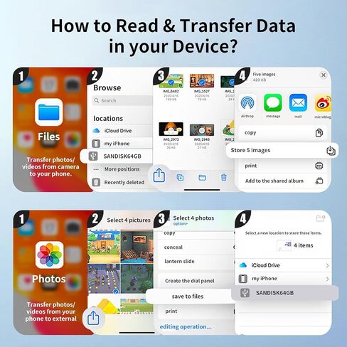 SD Card Reader for iPhone iPad, Support SD/MicroSD Cards, Portable High-Speed Digital Trail Game Camera to iPhone Viewer, White Dual Connector Memory SD Card Adapter, 2 Slots Plug and Play in Kuwait
