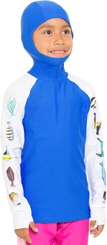 Tuga Boys Snorkel Hooded Rashguard ، Caribbean Fish Id ، UPF 50+ ، USA Made in Saudi Arabia