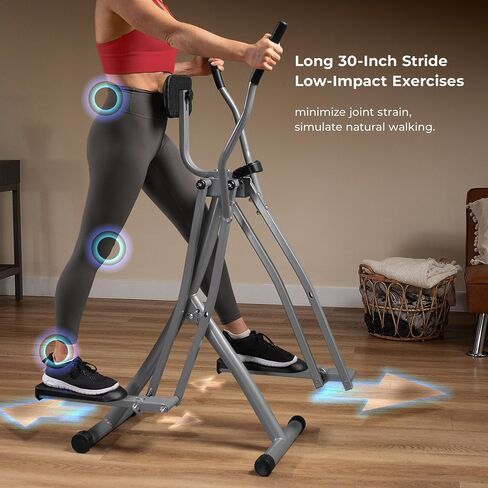 Sunny Health & Fitness Air Smart Air Walk Ellimptical ، آلة قابلة للطي مع خطوة 30 بوصة ، Cardio Cross Trainer Glider لممارسة التمرينات المنزلية ، رابط Bluetooth Sunnyfit المجاني ، مقاومة قابلة للتعديل اختياري in Kuwait