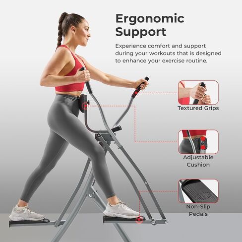 Sunny Health & Fitness Air Smart Air Walk Ellimptical ، آلة قابلة للطي مع خطوة 30 بوصة ، Cardio Cross Trainer Glider لممارسة التمرينات المنزلية ، رابط Bluetooth Sunnyfit المجاني ، مقاومة قابلة للتعديل اختياري in Kuwait