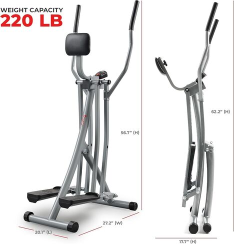 Sunny Health & Fitness Air Smart Air Walk Ellimptical ، آلة قابلة للطي مع خطوة 30 بوصة ، Cardio Cross Trainer Glider لممارسة التمرينات المنزلية ، رابط Bluetooth Sunnyfit المجاني ، مقاومة قابلة للتعديل اختياري in Kuwait
