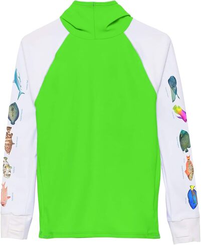 Tuga Boys Snorkel Hooded Rashguard ، Caribbean Fish Id ، UPF 50+ ، USA Made in Saudi Arabia