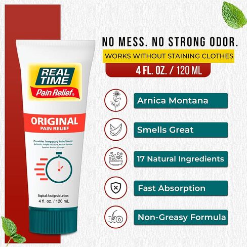 Real Time Pain Relief Cream - 5oz Tube | Versatile Relief for Muscle Pain, Joint Discomfort, and Arthritis | 17 Natural Ingredients Including Arnica, Capsicum, Menthol, MSM, and Emu Oil in Saudi Arabia