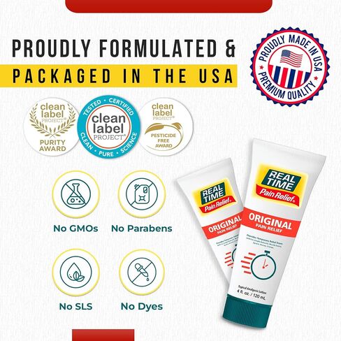 Real Time Pain Relief Cream - 5oz Tube | Versatile Relief for Muscle Pain, Joint Discomfort, and Arthritis | 17 Natural Ingredients Including Arnica, Capsicum, Menthol, MSM, and Emu Oil in Saudi Arabia