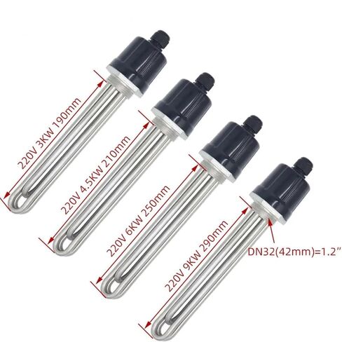 1PCS DN32 1 1/4 "العنصر الأنبوبي 220V/380V غمر سخان المياه الكهربائية نوع التدفئة المقاوم 3KW/4.5KW/6KW/9KW (NUTER NUT ، 9KW) in Kuwait