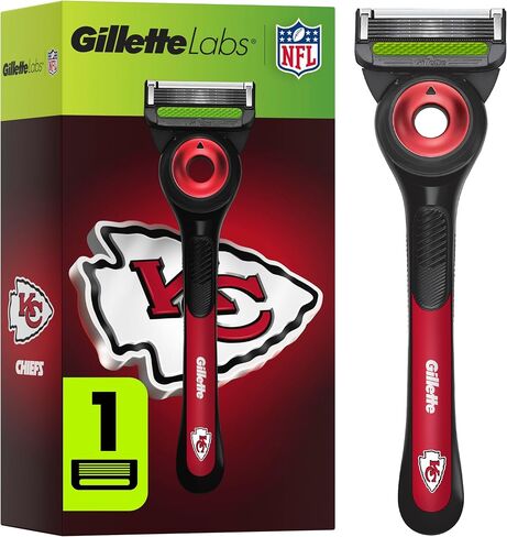 Gillette Labs Special NFL Chiefs Edition Shaving Razor for Men - 1 Handle, 1 Razor Blade Refill, Perfect for Game Day Grooming, GilletteLabs with Exfoliating Bar in Kuwait