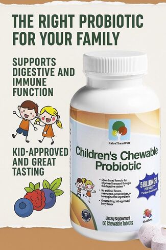 Raise Them Well Great Tasting Chewable Kids Vitamins - Multivitamin for Kids with All-Natural Colors, Flavors, and Sweeteners Includes Free Kids Vitamin PDF in Saudi Arabia
