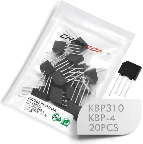 (حزمة من 20 قطعة) Chanzon KBP310 Bridge Rectifier Diode 3A 1000V KBP-4 (SIP-4) مرحلة واحدة ، الموجة الكاملة 3 أمبير 1000 فولت ثنائيات السيليكون الإلكترونية in Saudi Arabia