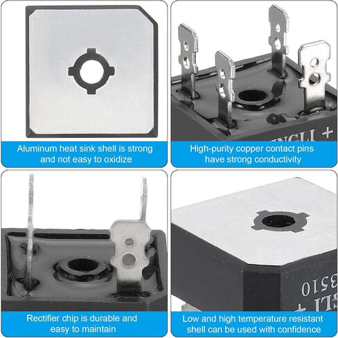 PATIKIL GBPC35-10 DIODE DIODE ، 2 PCS Bridge Rectifier 35A 1000V Silicon Diodes لتحويل طاقة التيار المتردد ، الأسود in Saudi Arabia