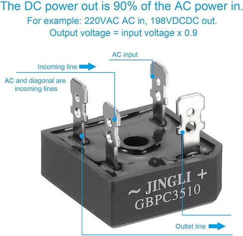 PATIKIL GBPC35-10 DIODE DIODE ، 2 PCS Bridge Rectifier 35A 1000V Silicon Diodes لتحويل طاقة التيار المتردد ، الأسود in Saudi Arabia