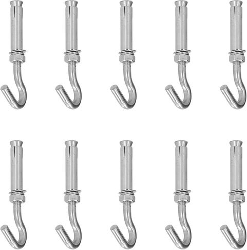 ZJchao Stainless Steel Expansion Hooks 10Pcs Concrete Wall Anchors Industrial Fasteners Open Cup Bolts for Cement Surfaces Heavy Duty Fixings (#4) in Saudi Arabia