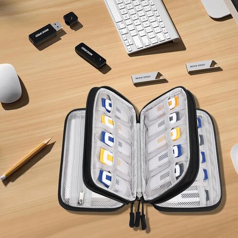 حالة محرك أقراص فلاش LACDO USB مع ملصقات ، حقبة محرك أقراص USB منظمات محرك محمولة ، سعة تخزين محمولة سعة كبيرة لمحركات أقراص Sandisk/Samsung Drive Memory ، بطاقة SD ، كابل ، أسود in Saudi Arabia