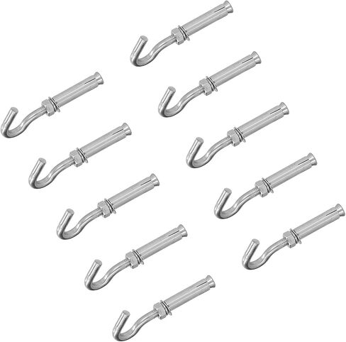 ZJchao Stainless Steel Expansion Hooks 10Pcs Concrete Wall Anchors Industrial Fasteners Open Cup Bolts for Cement Surfaces Heavy Duty Fixings (#4) in Saudi Arabia
