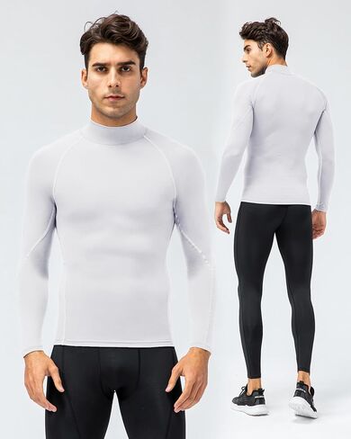 Men's Compression Shirt Long Sleeve Cool Dry Workout Athletic Base Layer Undershirts for Running Basketball Cycling in Kuwait