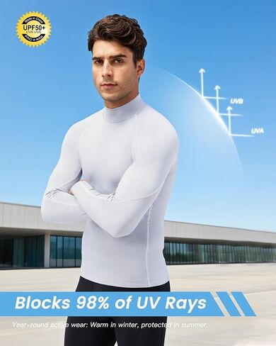 Men's Compression Shirt Long Sleeve Cool Dry Workout Athletic Base Layer Undershirts for Running Basketball Cycling in Kuwait