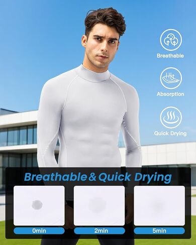 Men's Compression Shirt Long Sleeve Cool Dry Workout Athletic Base Layer Undershirts for Running Basketball Cycling in Kuwait