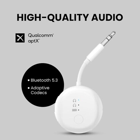 Avantree Soundjet R1 - محول Bluetooth Airplane لسماعات الرأس و Airpods رحلة السفر ، APTX Adaptive ، بطارية 20 ساعة ، جهاز إرسال صوت لاسلكي مع Chipset Qualcomm - Pink in Saudi Arabia