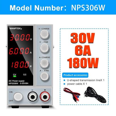 1PCS مزود الطاقة القابل للتعديل 60V 5A LED أرقام الجهد منظم التبديل مختبر مقعد إمداد الطاقة 30V 10A DIY (4 أرقام NPS306W) in Kuwait