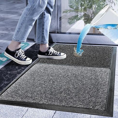 2 in 1 Disinfecting Sanitizing Floor Entrance Doormats, Wet Dry Shoe Mat, Disinfection Entry Rug Shoe Sanitizer, Indoor Outdoor Rug, Shoe Sole Cleaning Mat (Grey - 17x31 inch) in Kuwait