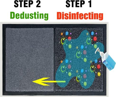 2 in 1 Disinfecting Sanitizing Floor Entrance Doormats, Wet Dry Shoe Mat, Disinfection Entry Rug Shoe Sanitizer, Indoor Outdoor Rug, Shoe Sole Cleaning Mat (Grey - 17x31 inch) in Kuwait