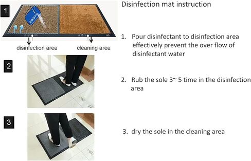 2 in 1 Disinfecting Sanitizing Floor Entrance Doormats, Wet Dry Shoe Mat, Disinfection Entry Rug Shoe Sanitizer, Indoor Outdoor Rug, Shoe Sole Cleaning Mat (Grey - 17x31 inch) in Kuwait
