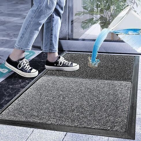 2 in 1 Disinfecting Sanitizing Floor Entrance Doormats, Wet Dry Shoe Mat, Disinfection Entry Rug Shoe Sanitizer, Indoor Outdoor Rug, Shoe Sole Cleaning Mat (Grey - 17x31 inch) in Kuwait