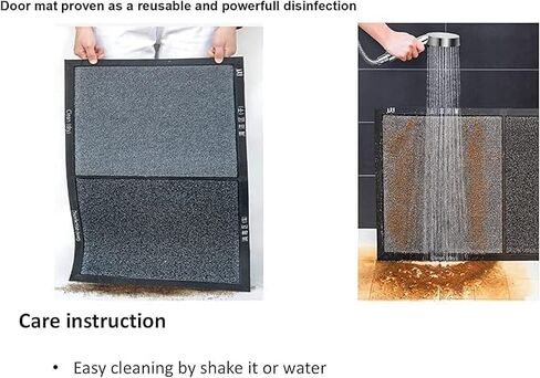 2 in 1 Disinfecting Sanitizing Floor Entrance Doormats, Wet Dry Shoe Mat, Disinfection Entry Rug Shoe Sanitizer, Indoor Outdoor Rug, Shoe Sole Cleaning Mat (Grey - 17x31 inch) in Kuwait