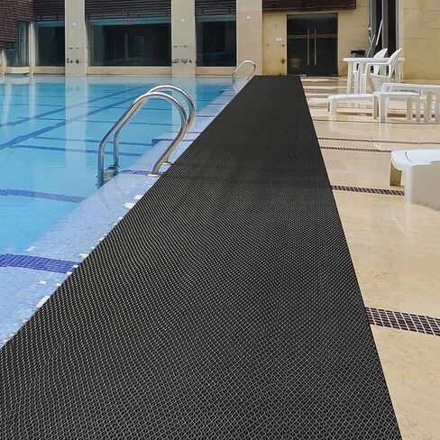 PVC Drainage Floor Mat Non-Slip Commercial Wet Area Mat for Outdoor and Indoor Restaurant Kitchen Bar Swimming Pool Splash Matting Water Drain Flooring Mat (Black, 4FTX10FT) in Kuwait