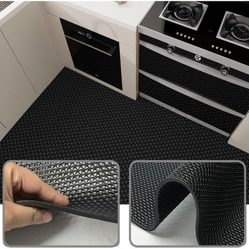 PVC Drainage Floor Mat Non-Slip Commercial Wet Area Mat for Outdoor and Indoor Restaurant Kitchen Bar Swimming Pool Splash Matting Water Drain Flooring Mat (Black, 4FTX10FT) in Kuwait