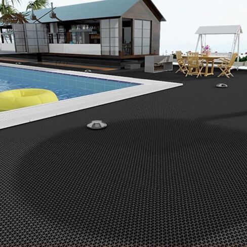 PVC Drainage Floor Mat Non-Slip Commercial Wet Area Mat for Outdoor and Indoor Restaurant Kitchen Bar Swimming Pool Splash Matting Water Drain Flooring Mat (Black, 4FTX10FT) in Kuwait