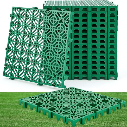 10 Pcs 15.7 x 15.7 in Heavy Duty Ground Protection Mats Drive on Lawn Grates Grid Parking Pavers, Drain Interlocking Non-Slip Floor Mat, 6613 lb Load for Stone Grass Grid Permeable (Grey) in Kuwait