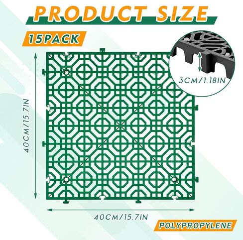 10 Pcs 15.7 x 15.7 in Heavy Duty Ground Protection Mats Drive on Lawn Grates Grid Parking Pavers, Drain Interlocking Non-Slip Floor Mat, 6613 lb Load for Stone Grass Grid Permeable (Grey) in Kuwait