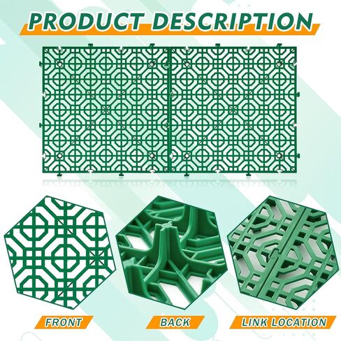 10 Pcs 15.7 x 15.7 in Heavy Duty Ground Protection Mats Drive on Lawn Grates Grid Parking Pavers, Drain Interlocking Non-Slip Floor Mat, 6613 lb Load for Stone Grass Grid Permeable (Grey) in Kuwait