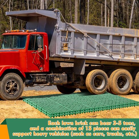 10 Pcs 15.7 x 15.7 in Heavy Duty Ground Protection Mats Drive on Lawn Grates Grid Parking Pavers, Drain Interlocking Non-Slip Floor Mat, 6613 lb Load for Stone Grass Grid Permeable (Grey) in Kuwait